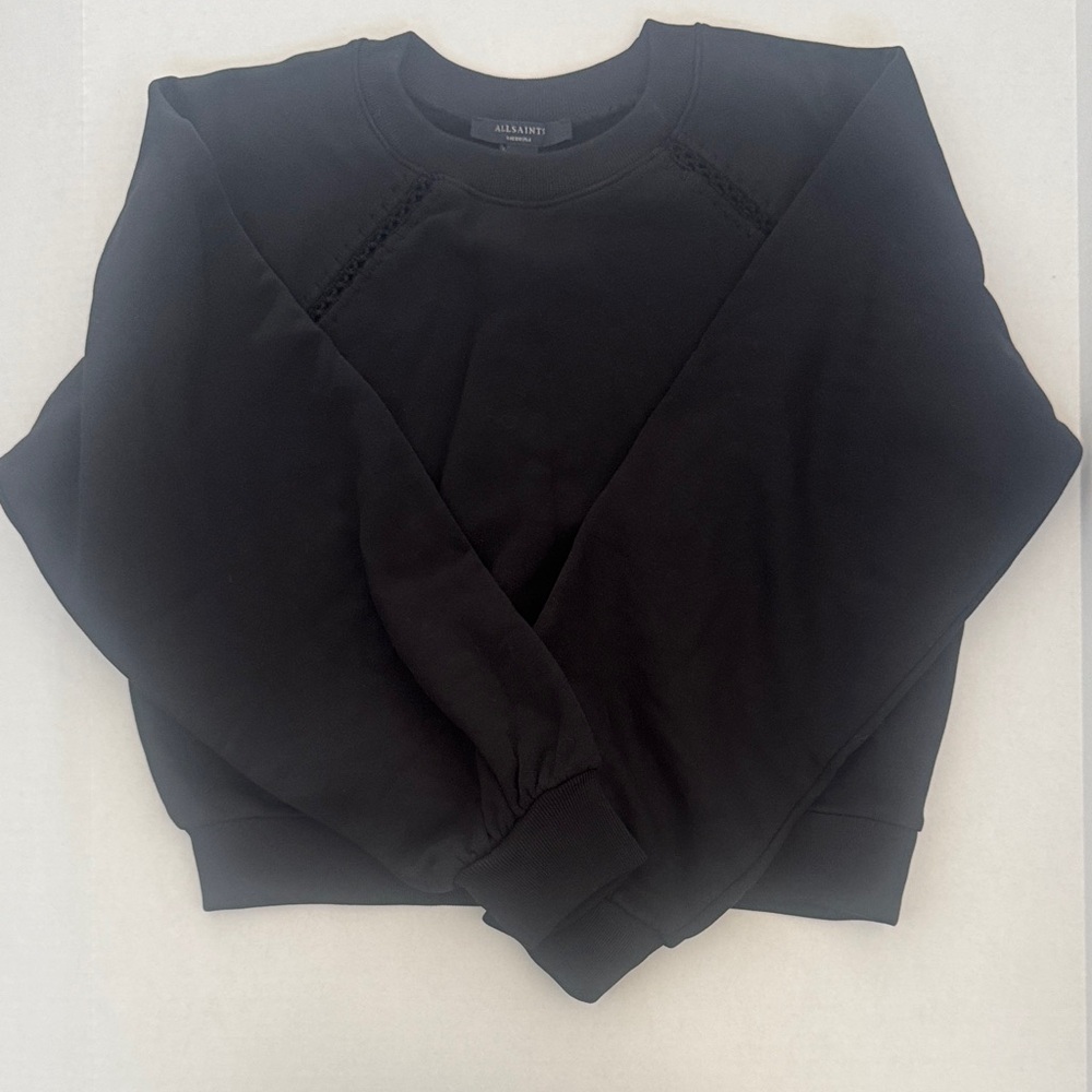 All Saints Ewelina Classic Black Crew Neck Sweater